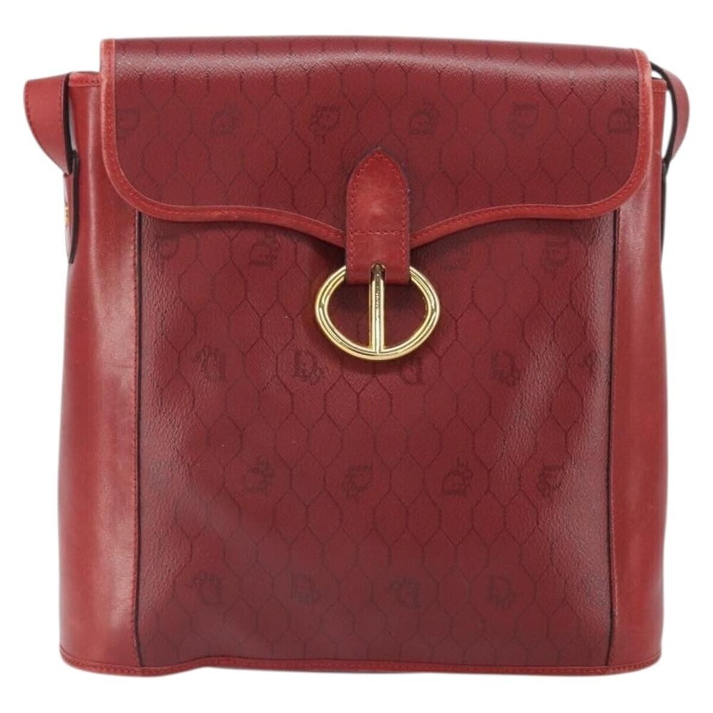 Christian Dior Vintage Honeycomb Flap Canvas and Leather